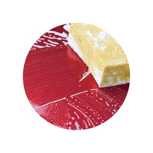 To decrease sunspots and residue, wash and rinse in small sections.